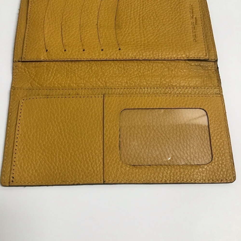 Peter Kent Pebbled Leather Clutch Wallet Yellow Gold Snap Close Zip Buenos Aires — image 7 of 8